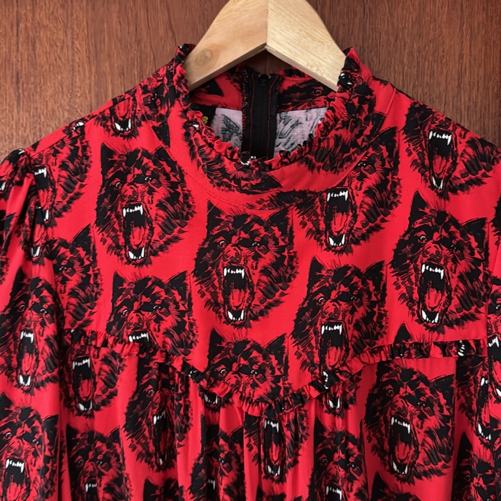 Nooworks Stevie Red and Black Wolverines Print Dress. Size Large. - Picture 2 of 10